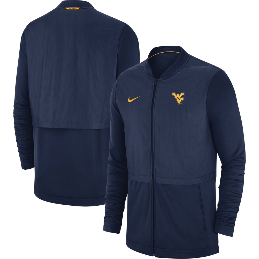 New Nike Mens West Virginia Mountaineers Hybrid Jacket Shirt Size Medium Navy